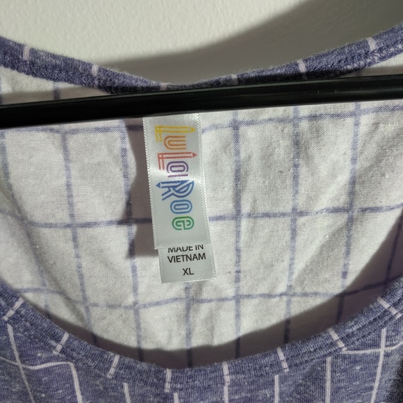 LuLaRoe white and blue checkered shirt - Picture 2 of 3